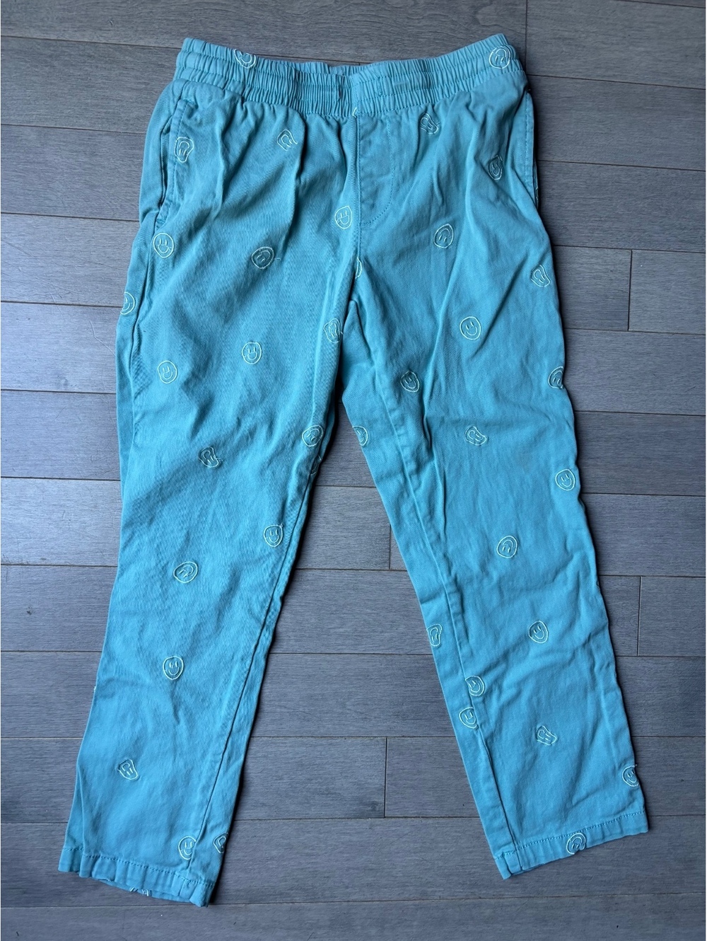Women’s PacSun Light Blue Smile Face Embroidered Straight Leg Casual Pants Sz 12